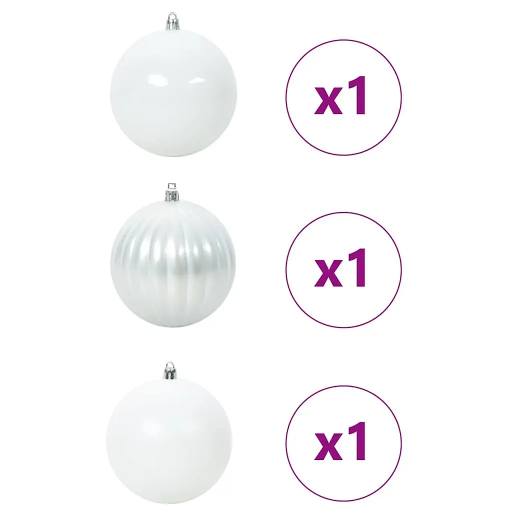 Christmas Bauble Set XXL 3 Pieces White Ø 25 cm Plastic Ornaments with Loops