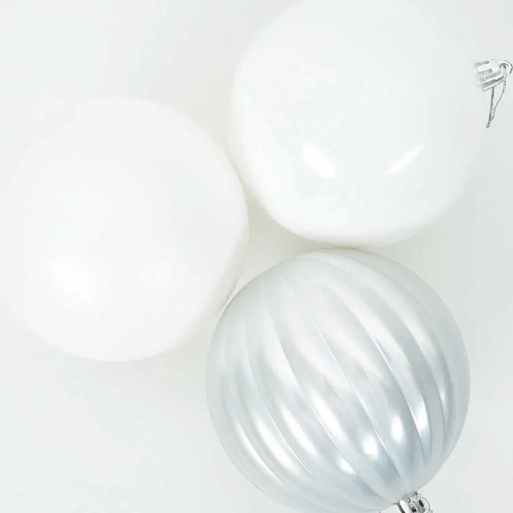 Christmas Bauble Set XXL 3 Pieces White Ø 25 cm Plastic Ornaments with Loops