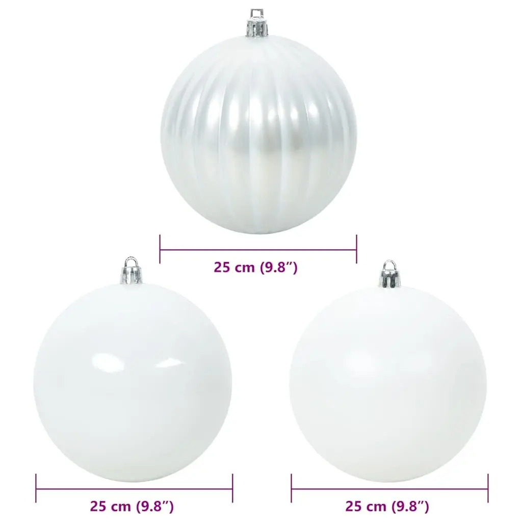 Christmas Bauble Set XXL 3 Pieces White Ø 25 cm Plastic Ornaments with Loops