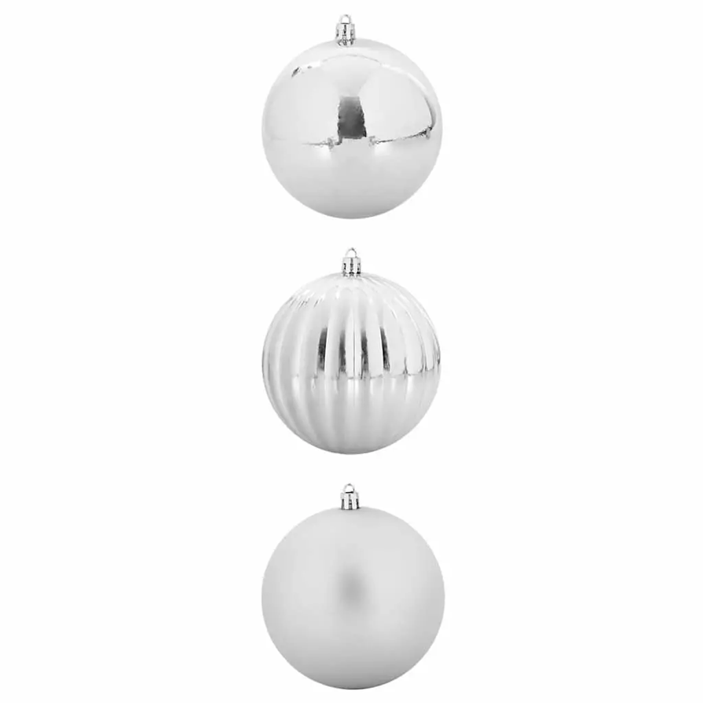 Christmas Bauble Set Plastic 25cm Silver Modern