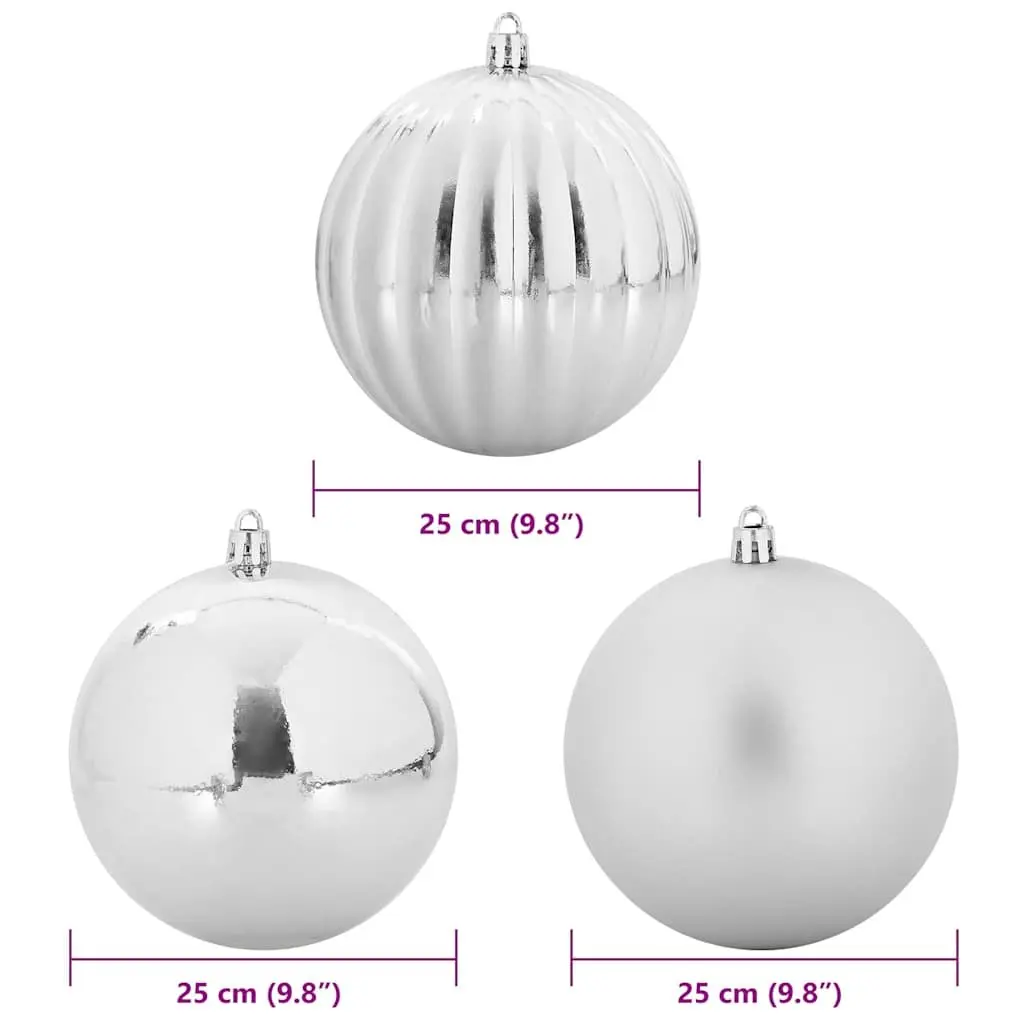 Christmas Bauble Set Plastic 25cm Silver Modern