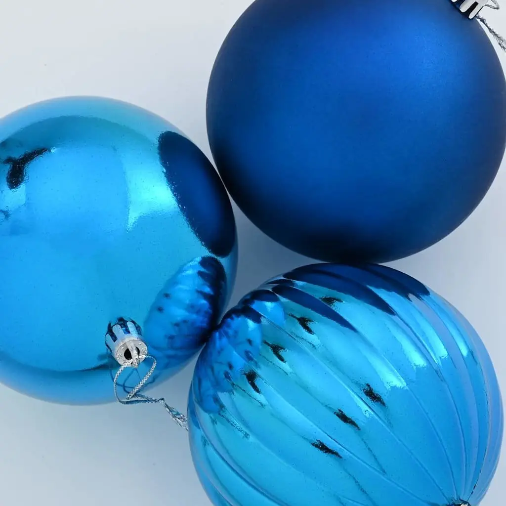 Christmas Bauble Set Plastic XXL 25cm Blue 3 Pieces