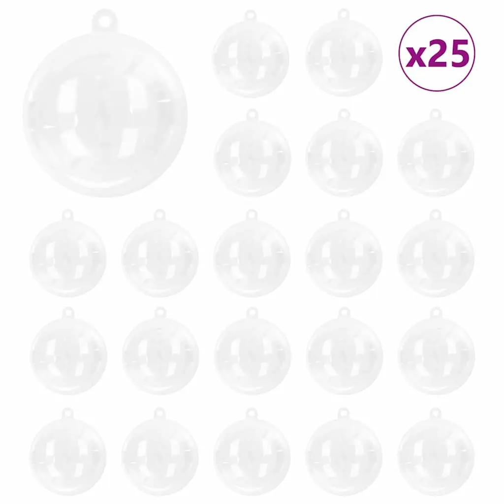 Transparent 10cm Bauble Ornament Set Plastic 25 Piece Holiday Tree Decoration