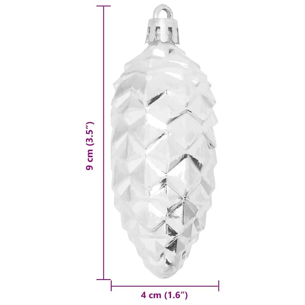 Christmas Pine Cone Ball Ornaments 40 pcs Silver Plastic Holiday Decorations