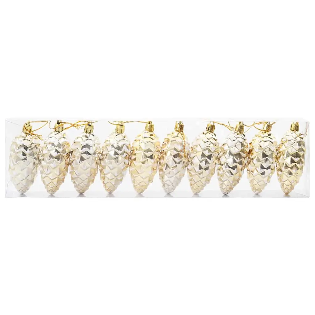 Christmas Pine Cone Ball Ornaments Plastic Gold 40 Piece