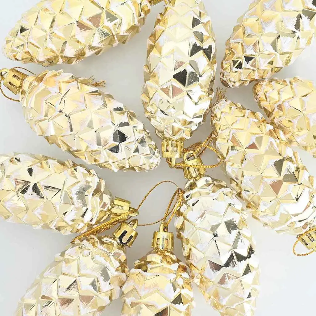 Christmas Pine Cone Ball Ornaments Plastic Gold 40 Piece