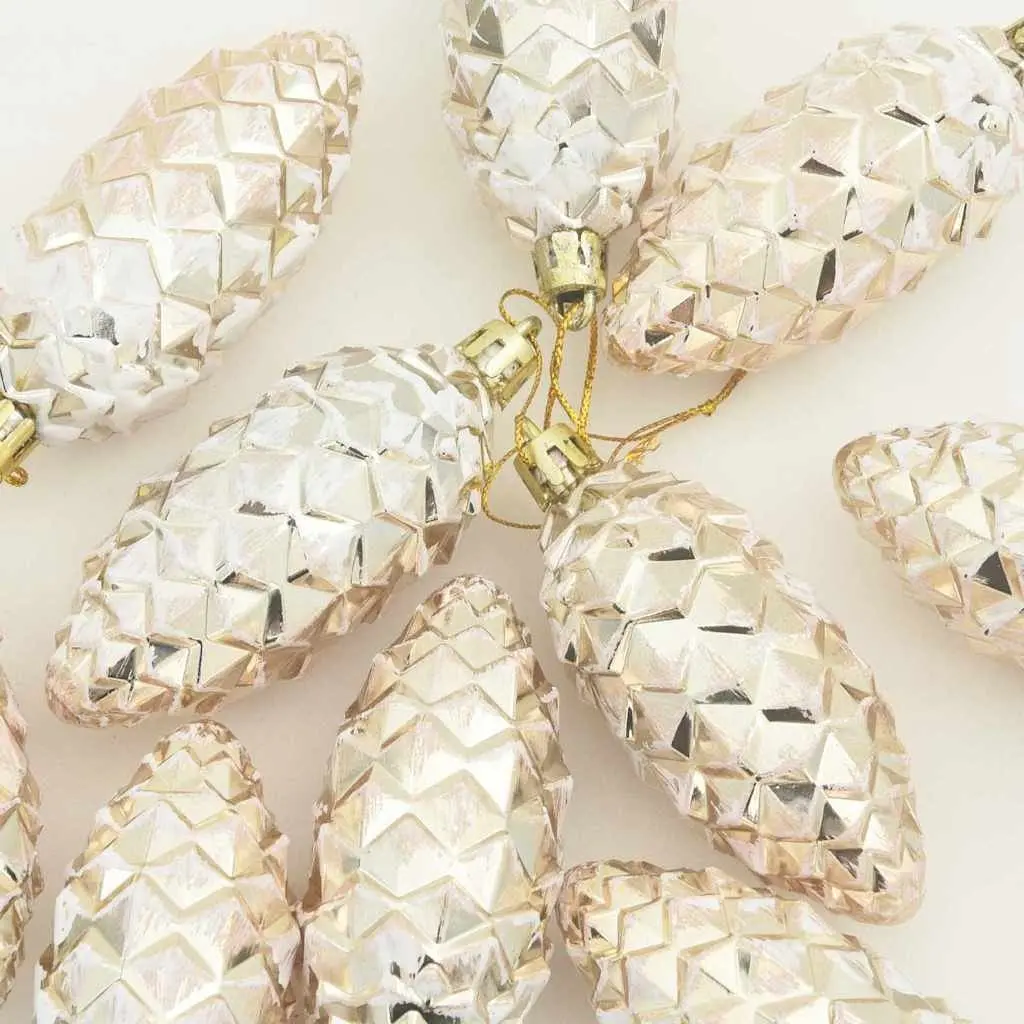 Christmas Pine Cone Ball Ornaments Plastic 40 Pieces Gold