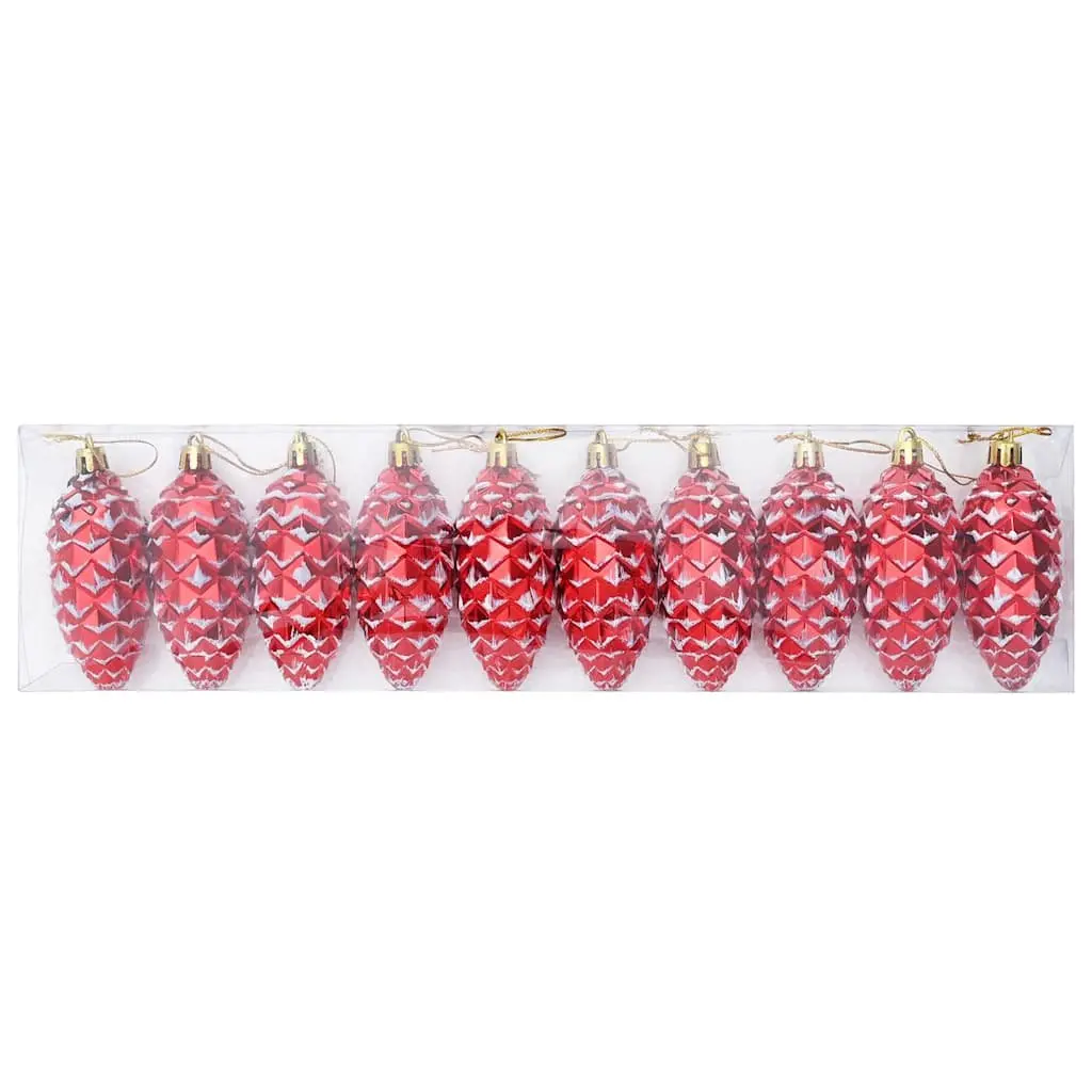 Christmas Pine Cone Ball Ornaments Plastic 40 Pieces Red