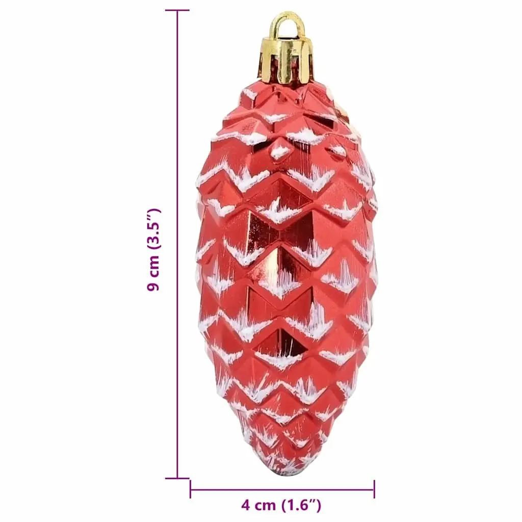 Christmas Pine Cone Ball Ornaments Plastic 40 Pieces Red