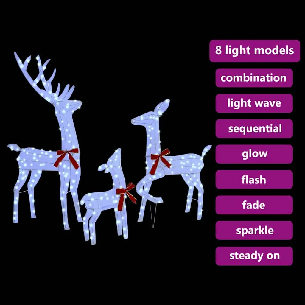 Reindeer Family 3 Piece LED Holiday Decoration Cold White Fabric Indoor Outdoor