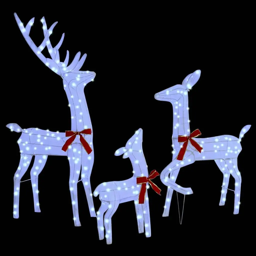 Reindeer Family 3 Piece LED Holiday Decoration Cold White Fabric Indoor Outdoor