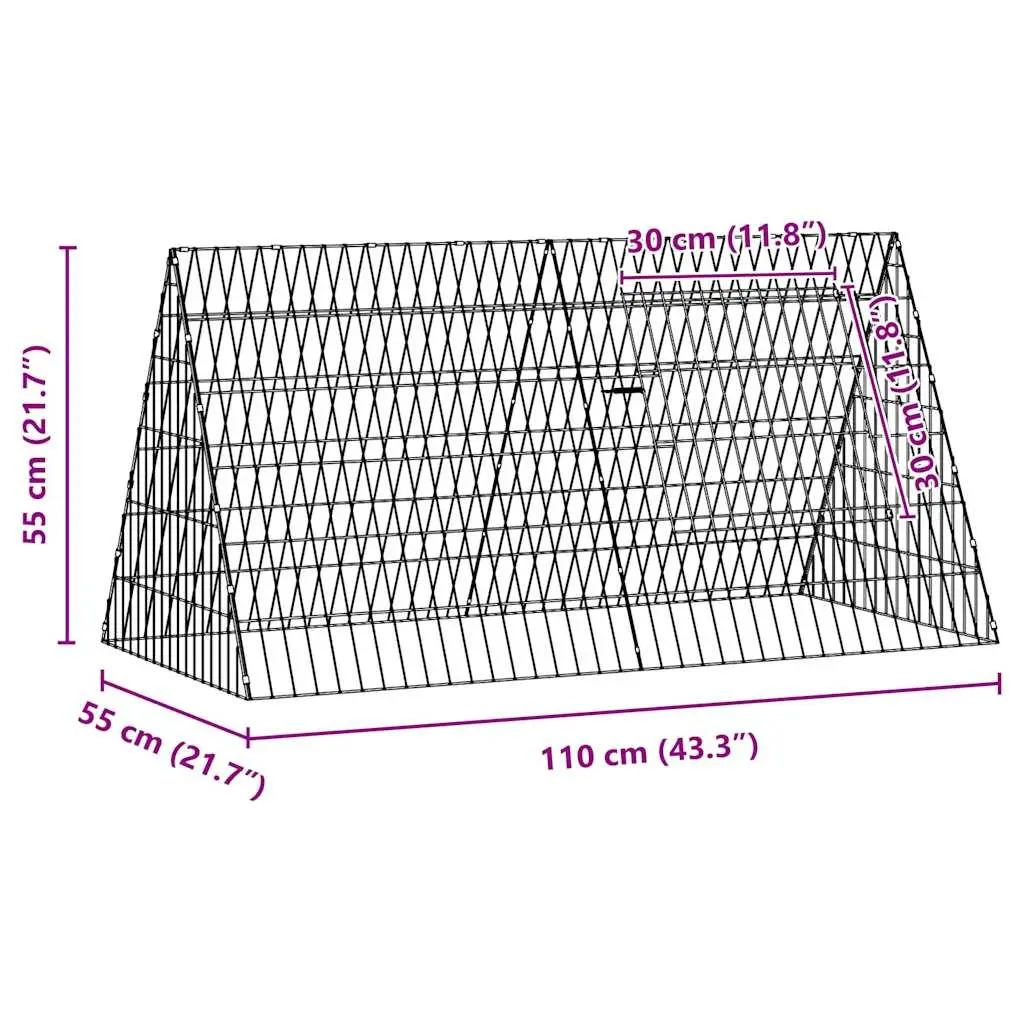 Rabbit Cage Outdoor Garden Small Animal Hutch Galvanised Steel 110x55x55cm