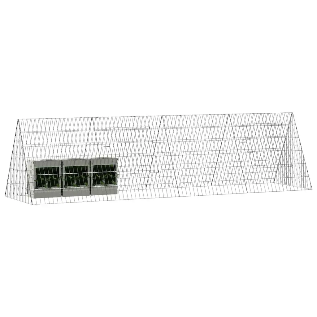 Rabbit Cage Galvanised Steel Outdoor Garden Silver 215 x 55 x 55 cm