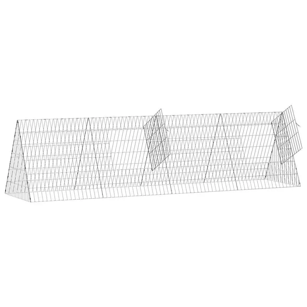 Rabbit Cage Galvanised Steel Outdoor Garden Silver 215 x 55 x 55 cm