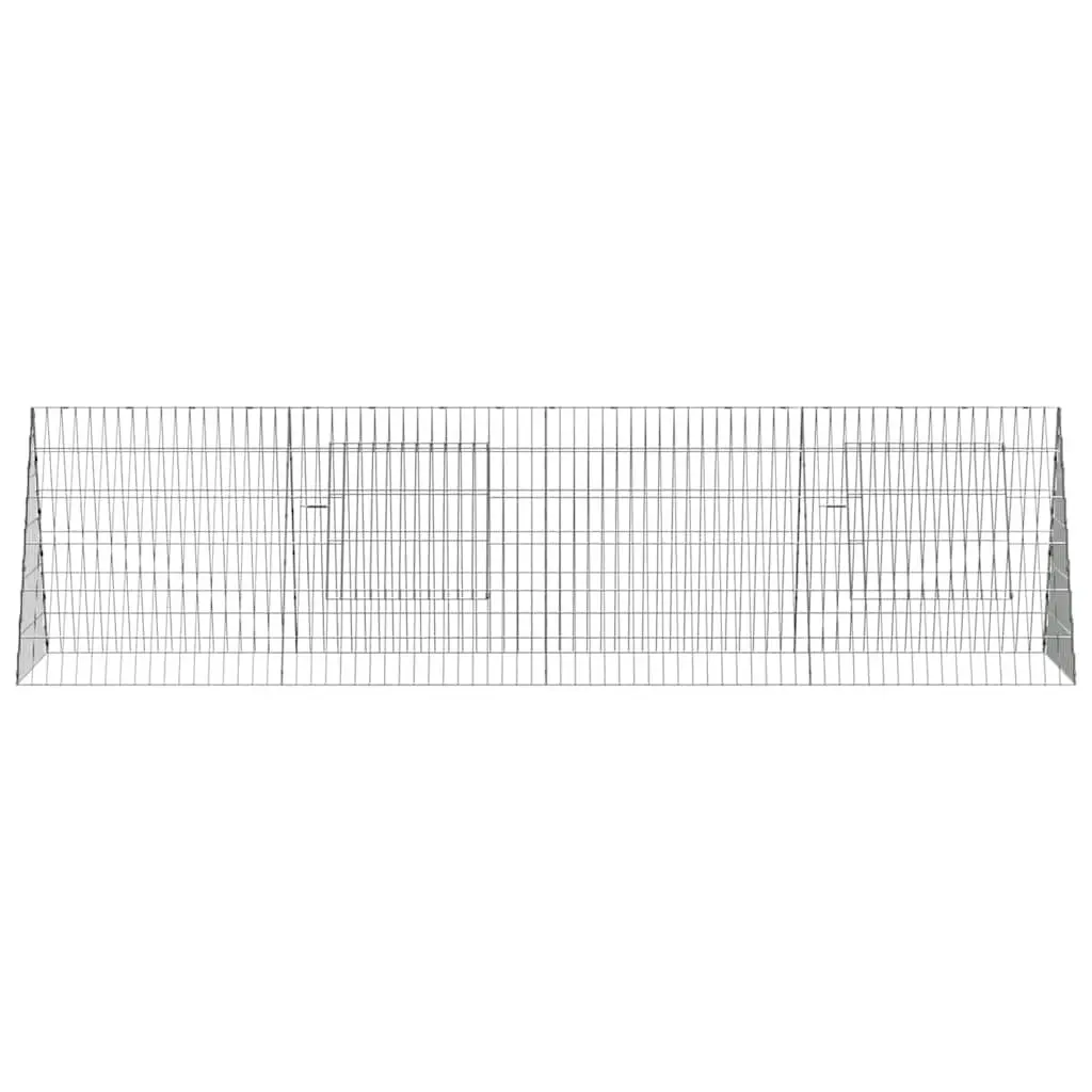 Rabbit Cage Galvanised Steel Outdoor Garden Silver 215 x 55 x 55 cm