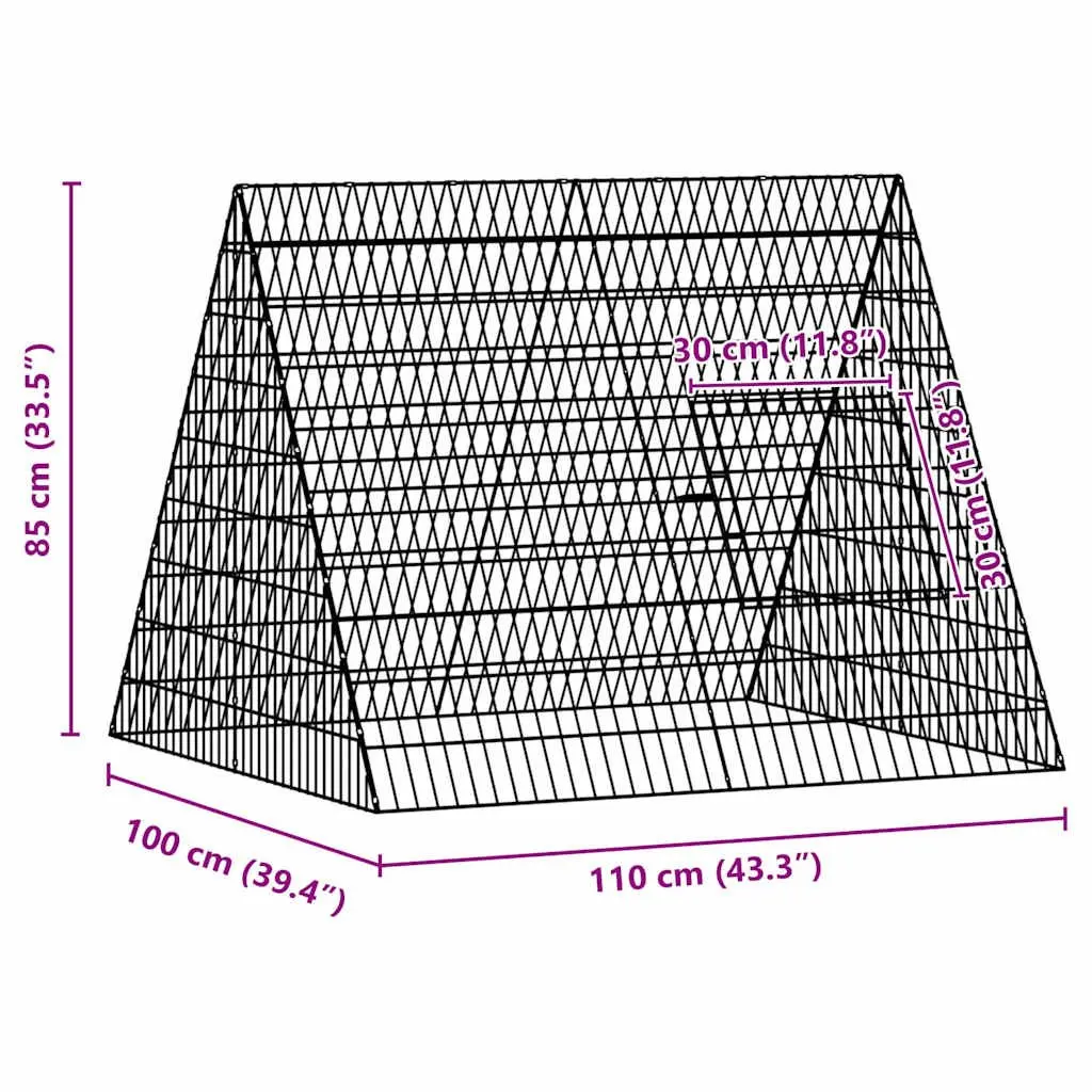 Outdoor Rabbit Cage Galvanised Steel Silver 110x100x85cm Garden Enclosure
