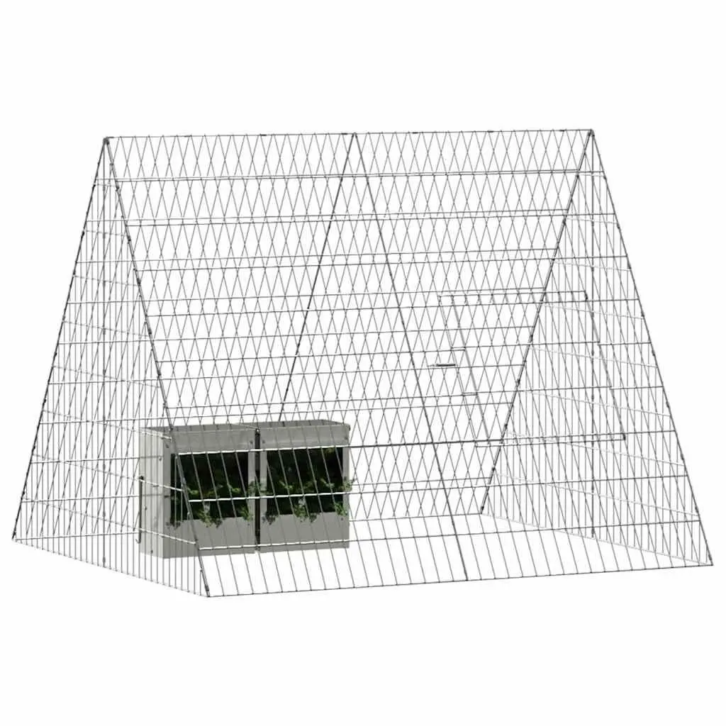 Outdoor Rabbit Cage Galvanised Steel Silver 110x100x85cm Garden Enclosure