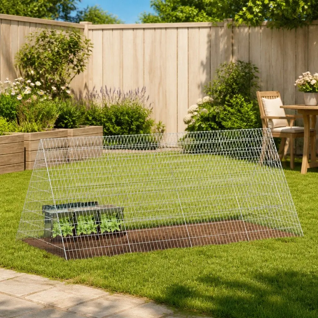 Rabbit Cage Galvanised Steel 215 x 100 x 85 cm Silver Weatherproof
