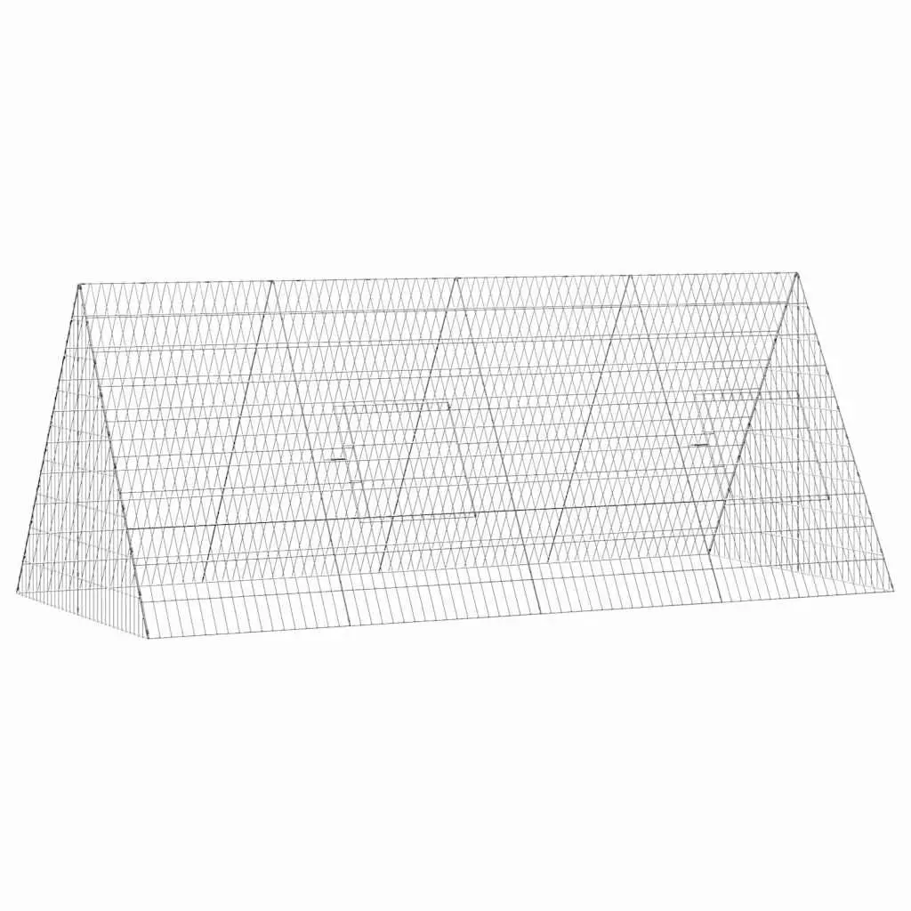 Rabbit Cage Galvanised Steel 215 x 100 x 85 cm Silver Weatherproof