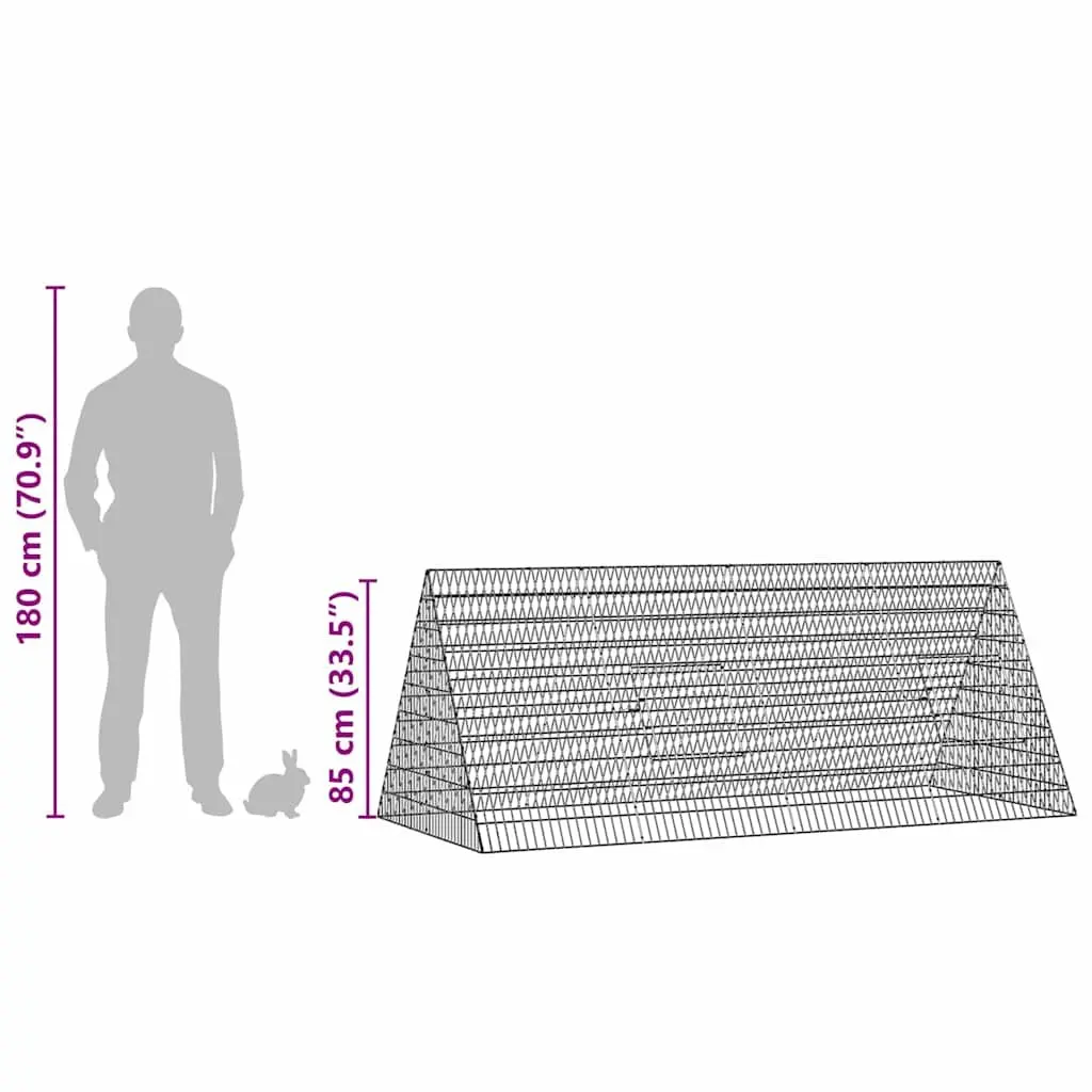 Rabbit Cage Galvanised Steel 215 x 100 x 85 cm Silver Weatherproof