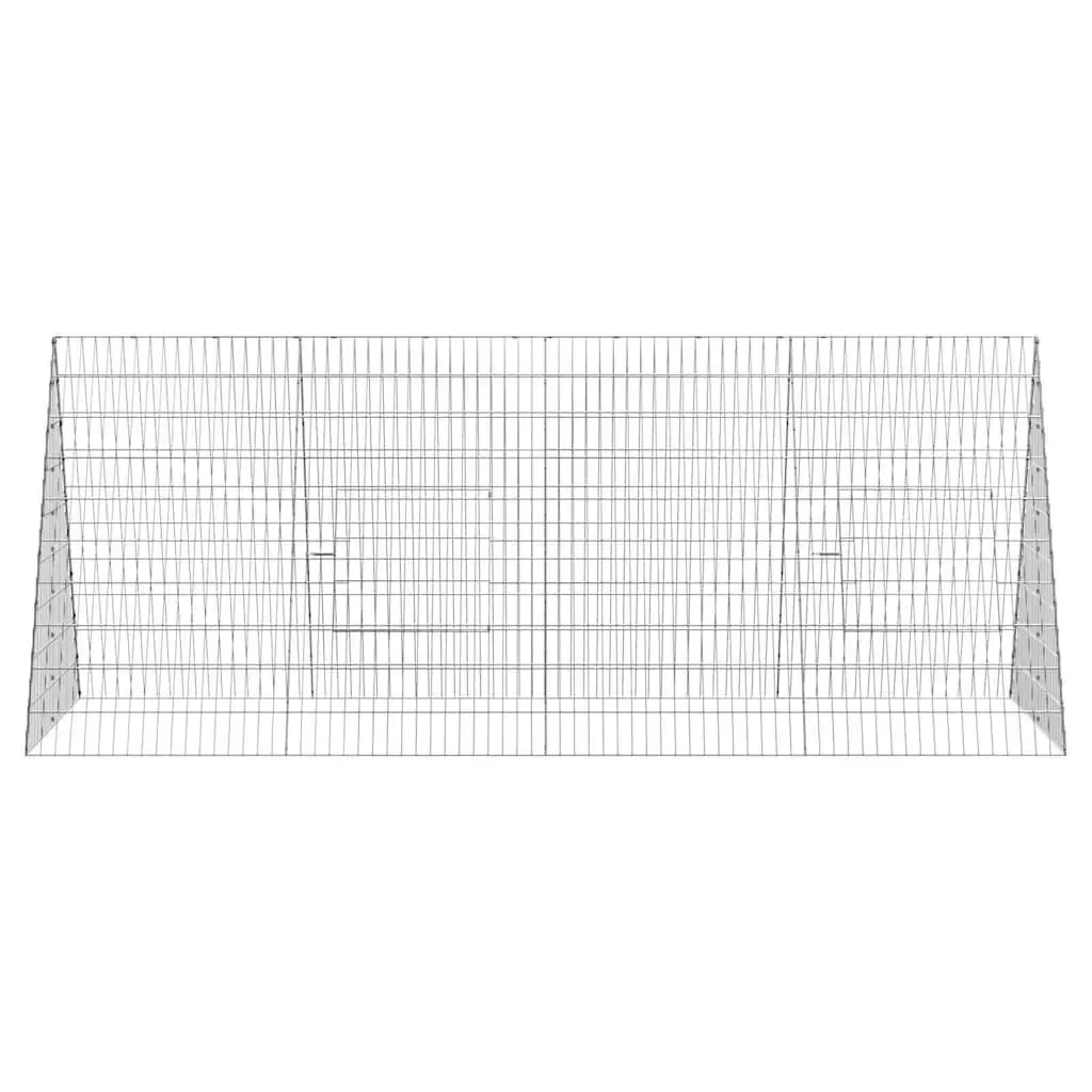 Rabbit Cage Galvanised Steel 215 x 100 x 85 cm Silver Weatherproof