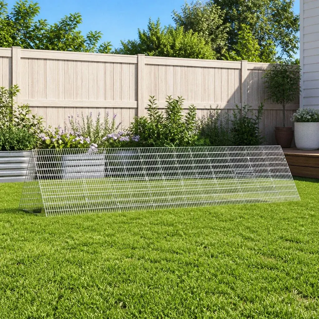 Outdoor Rabbit Enclosure Galvanised Steel Silver 430 x 100 x 85 cm Durable Pet Cage