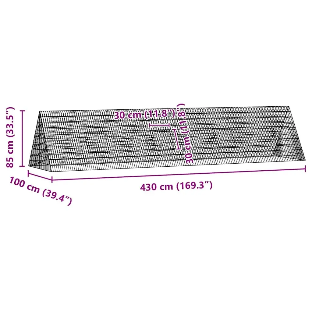 Outdoor Rabbit Enclosure Galvanised Steel Silver 430 x 100 x 85 cm Durable Pet Cage