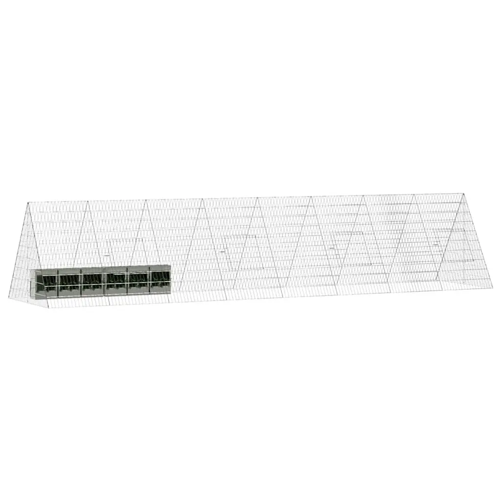 Outdoor Rabbit Enclosure Galvanised Steel Silver 430 x 100 x 85 cm Durable Pet Cage