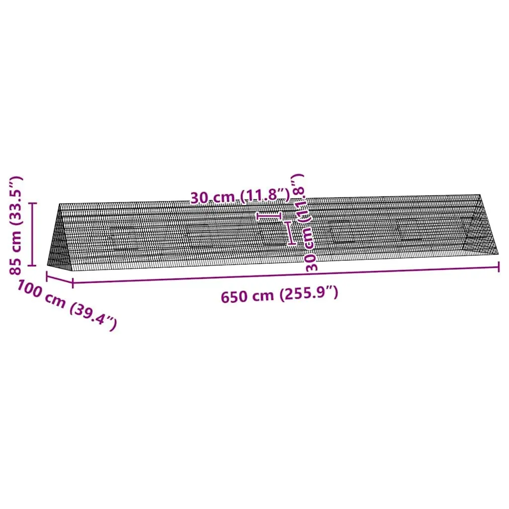 Rabbit Cage Galvanised Steel 650x100x85cm Silver Outdoor Hutch Enclosure