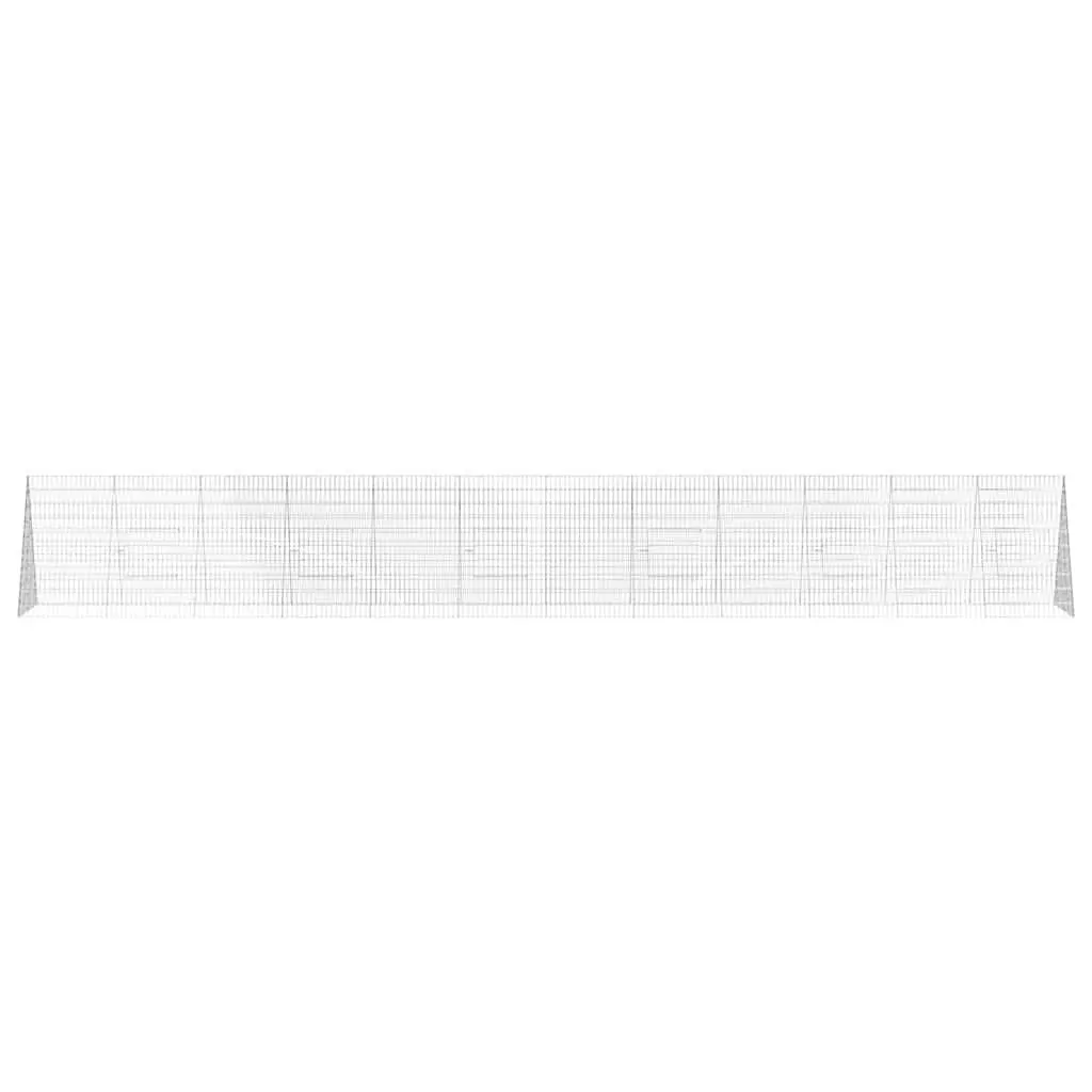 Rabbit Cage Galvanised Steel 650x100x85cm Silver Outdoor Hutch Enclosure