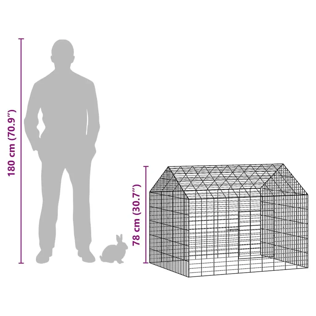 Outdoor Rabbit Cage Galvanised Steel 100cm x 78cm x 78cm Silver Enclosure