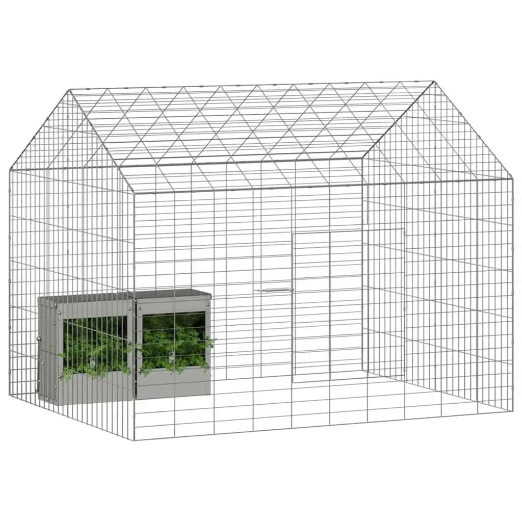 Outdoor Rabbit Cage Galvanised Steel 100cm x 78cm x 78cm Silver Enclosure