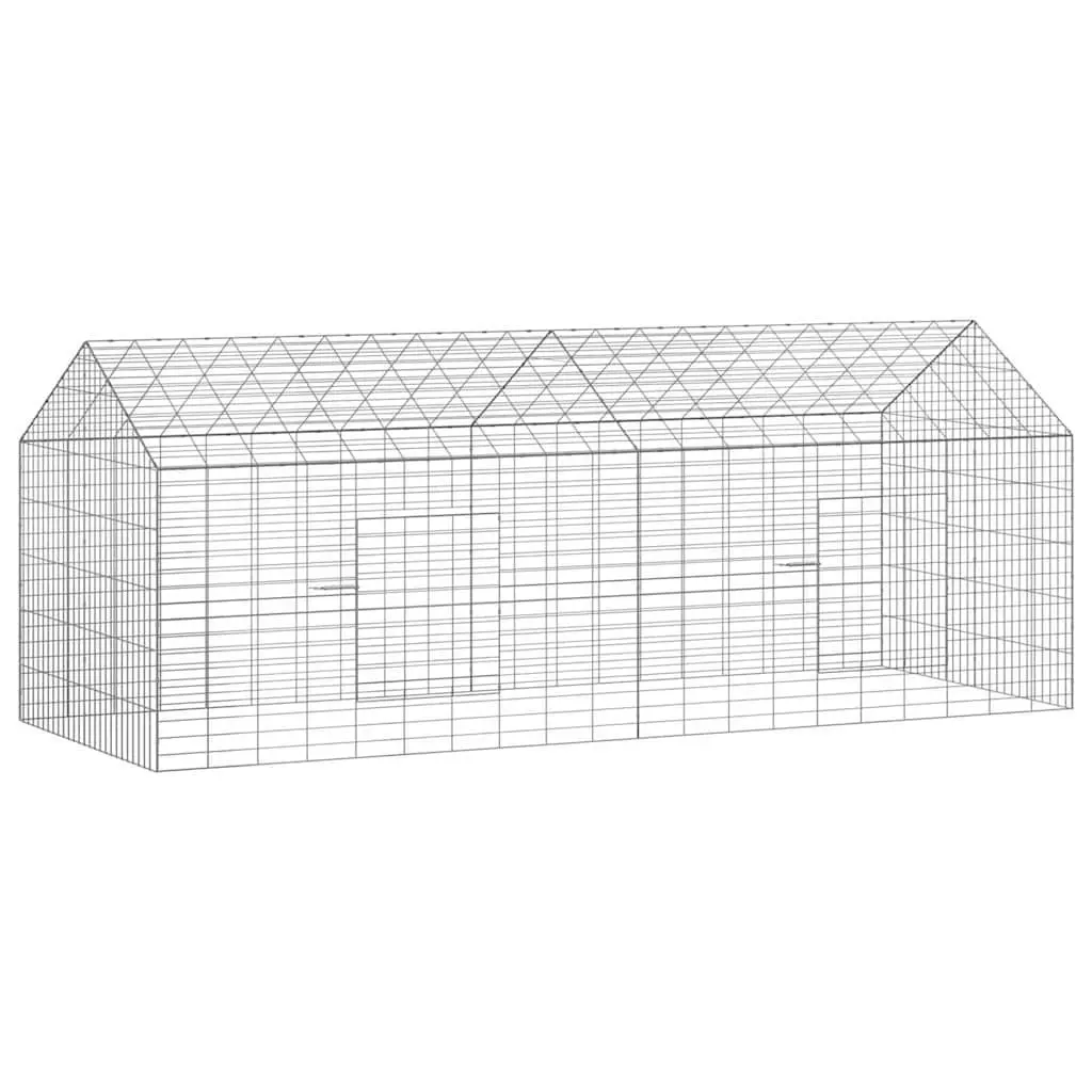 Rabbit Cage 200x78x78cm Silver Outdoor Pet Habitat Galvanised Steel Bunny House