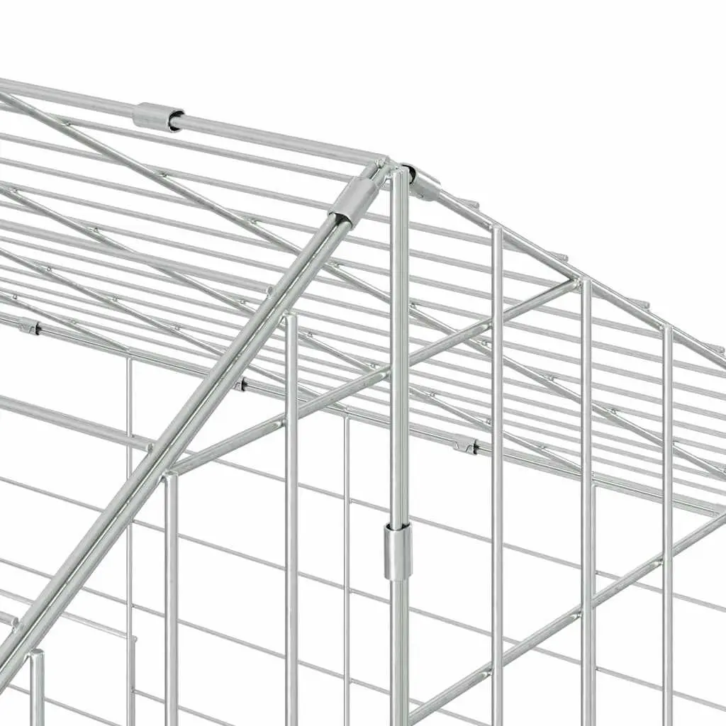 Rabbit Cage 200x78x78cm Silver Outdoor Pet Habitat Galvanised Steel Bunny House