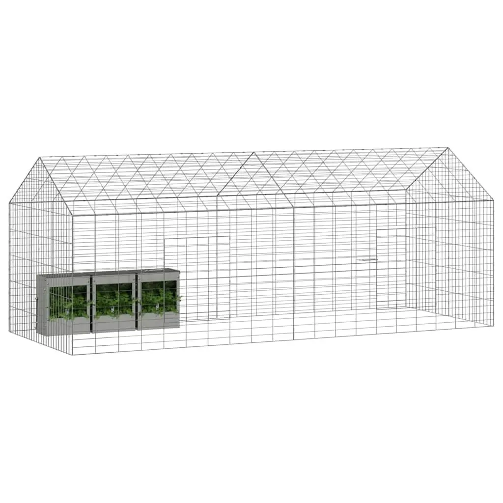 Rabbit Cage 200x78x78cm Silver Outdoor Pet Habitat Galvanised Steel Bunny House
