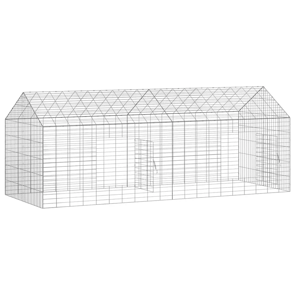 Rabbit Cage 200x78x78cm Silver Outdoor Pet Habitat Galvanised Steel Bunny House