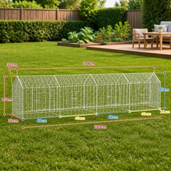 Practical Silver Rabbit Cage Outdoor 400x78x78cm