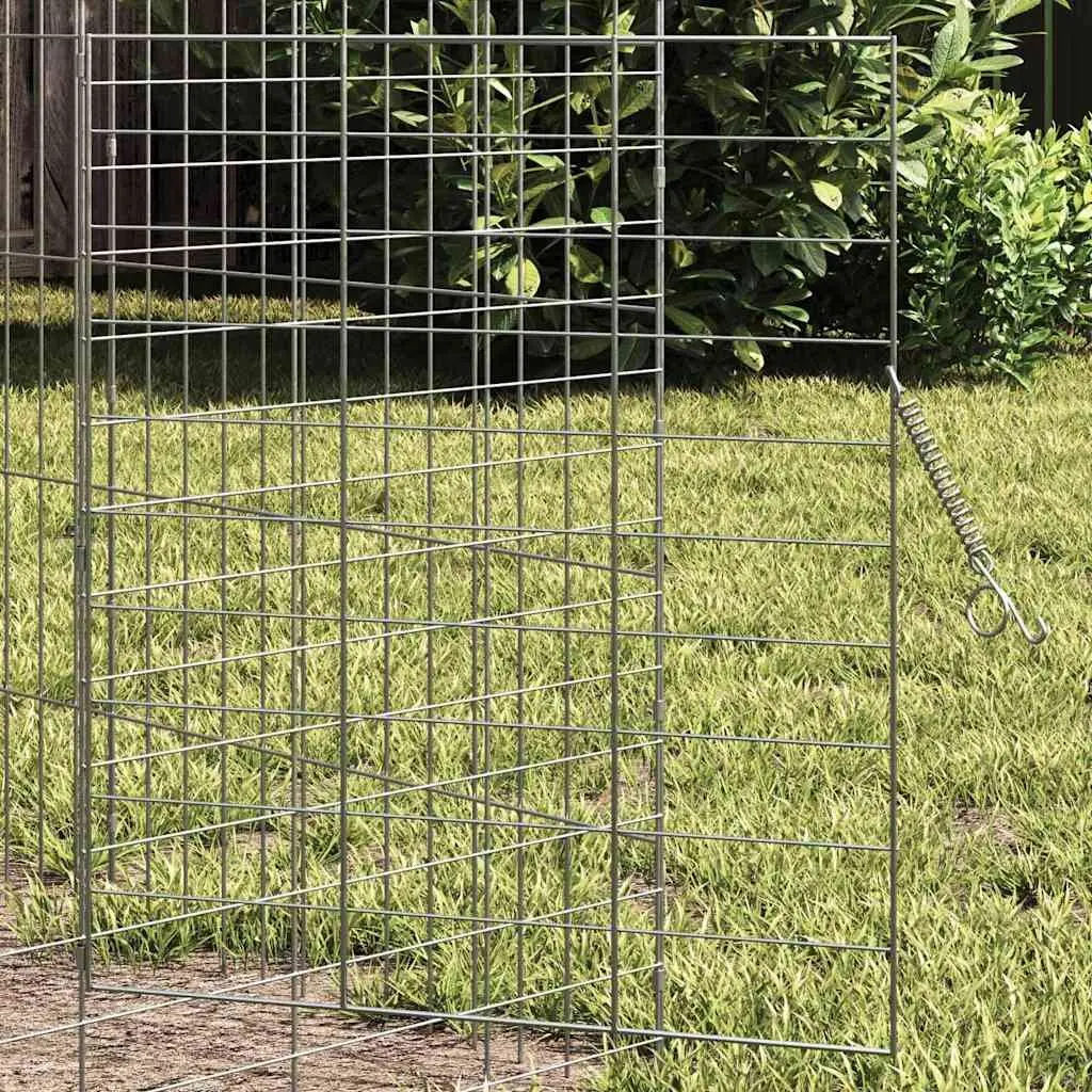 Rabbit Cage Galvanized Steel 400x78x78cm Silver Outdoor Hutch Enclosure