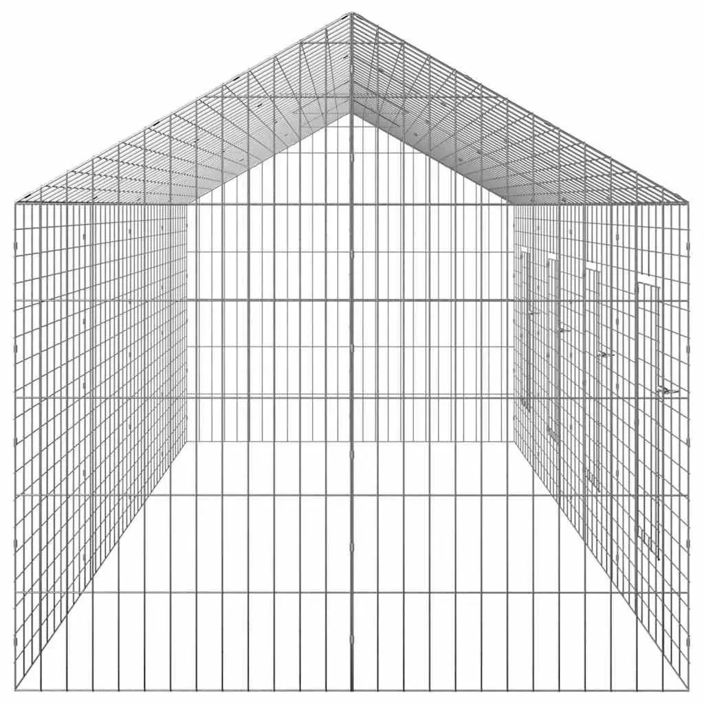 Rabbit Cage Galvanized Steel 400x78x78cm Silver Outdoor Hutch Enclosure