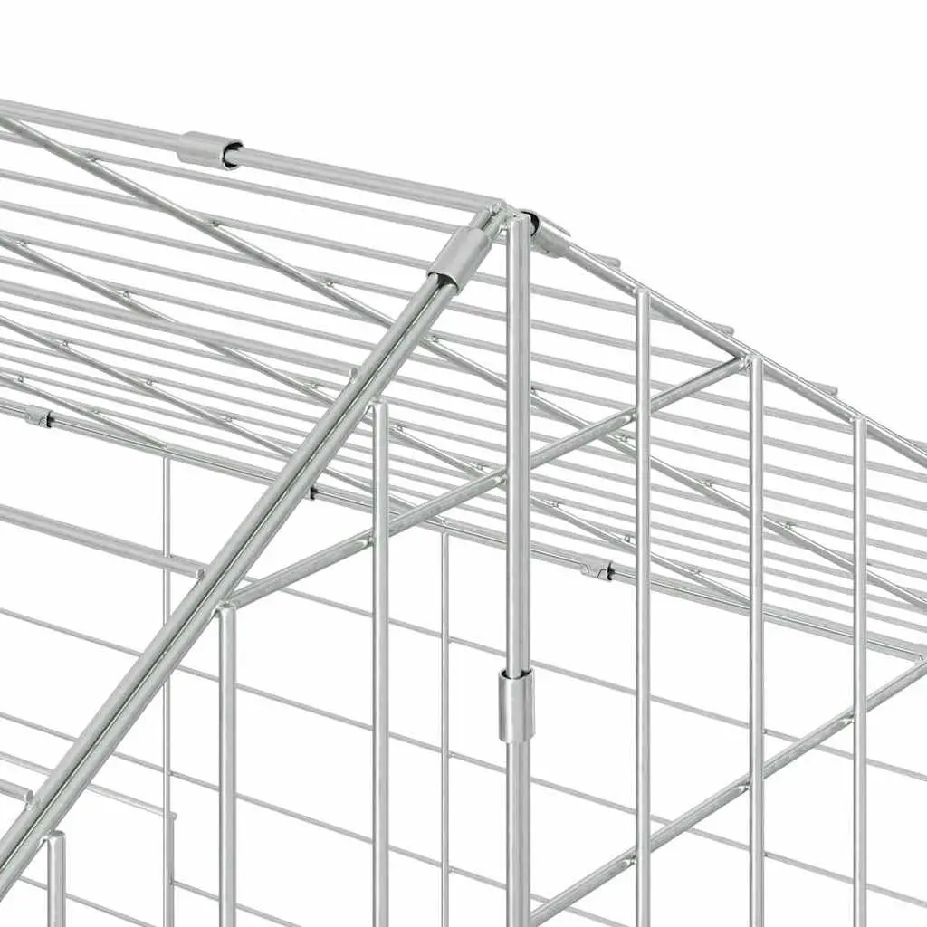 Rabbit Cage Galvanized Steel 400x78x78cm Silver Outdoor Hutch Enclosure