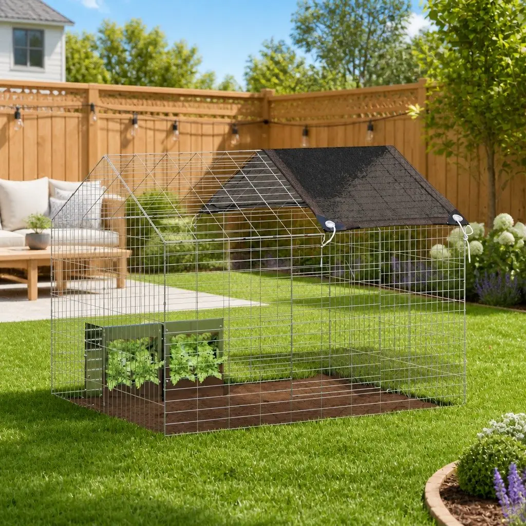 Outdoor Rabbit Cage Galvanised Steel Weatherproof Silver 100 x 78 x 78 cm Bunny Home