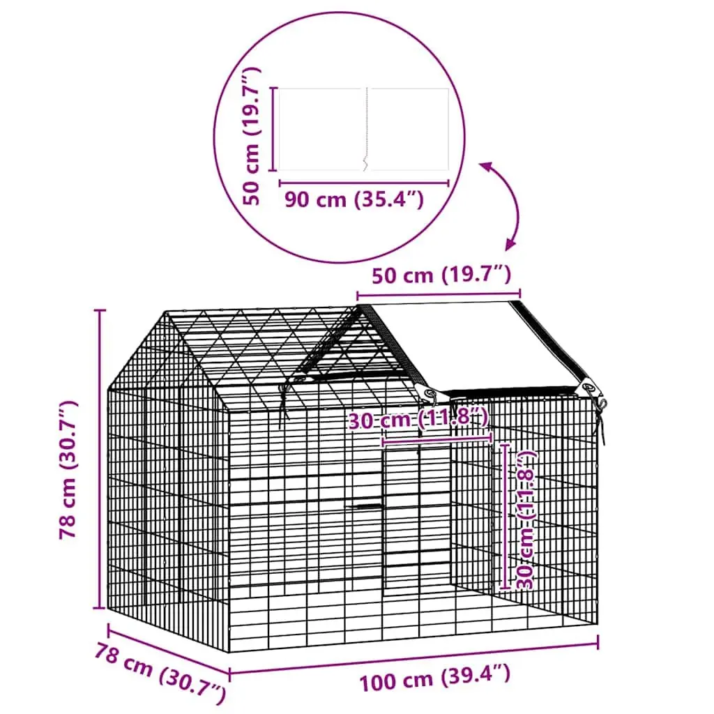 Outdoor Rabbit Cage Galvanised Steel Weatherproof Silver 100 x 78 x 78 cm Bunny Home