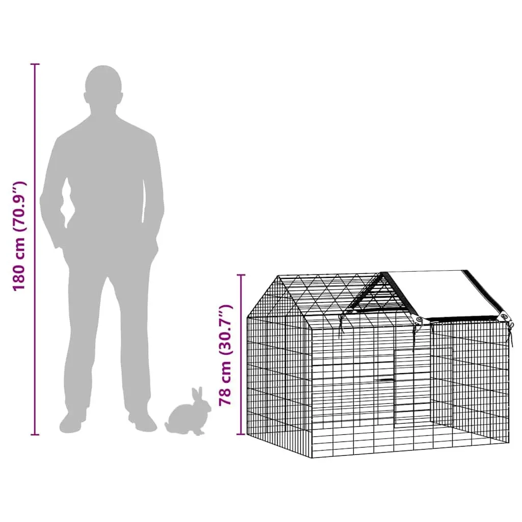 Outdoor Rabbit Cage Galvanised Steel Weatherproof Silver 100 x 78 x 78 cm Bunny Home