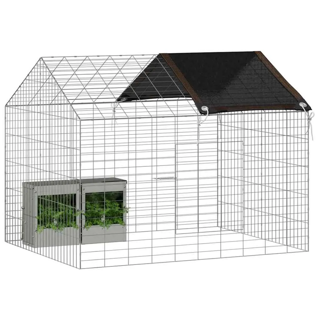 Outdoor Rabbit Cage Galvanised Steel Weatherproof Silver 100 x 78 x 78 cm Bunny Home