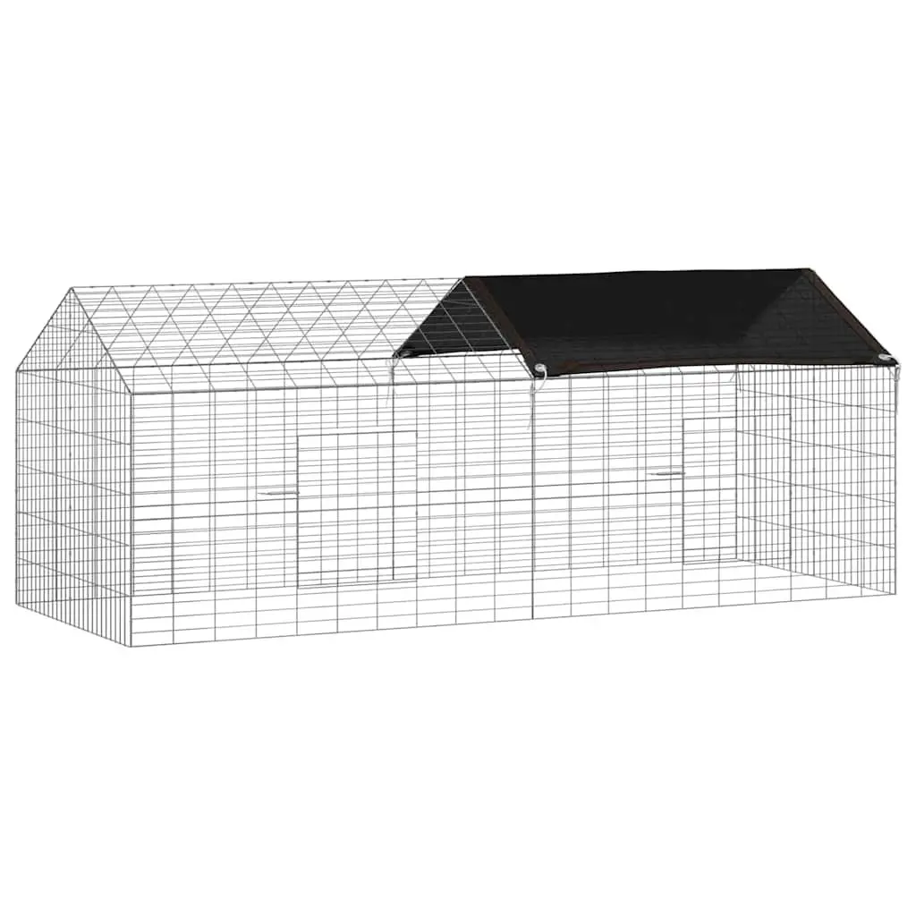 Rabbit Cage Galvanized Steel 200 x 78 x 78 cm Silver Outdoor Pet Habitat
