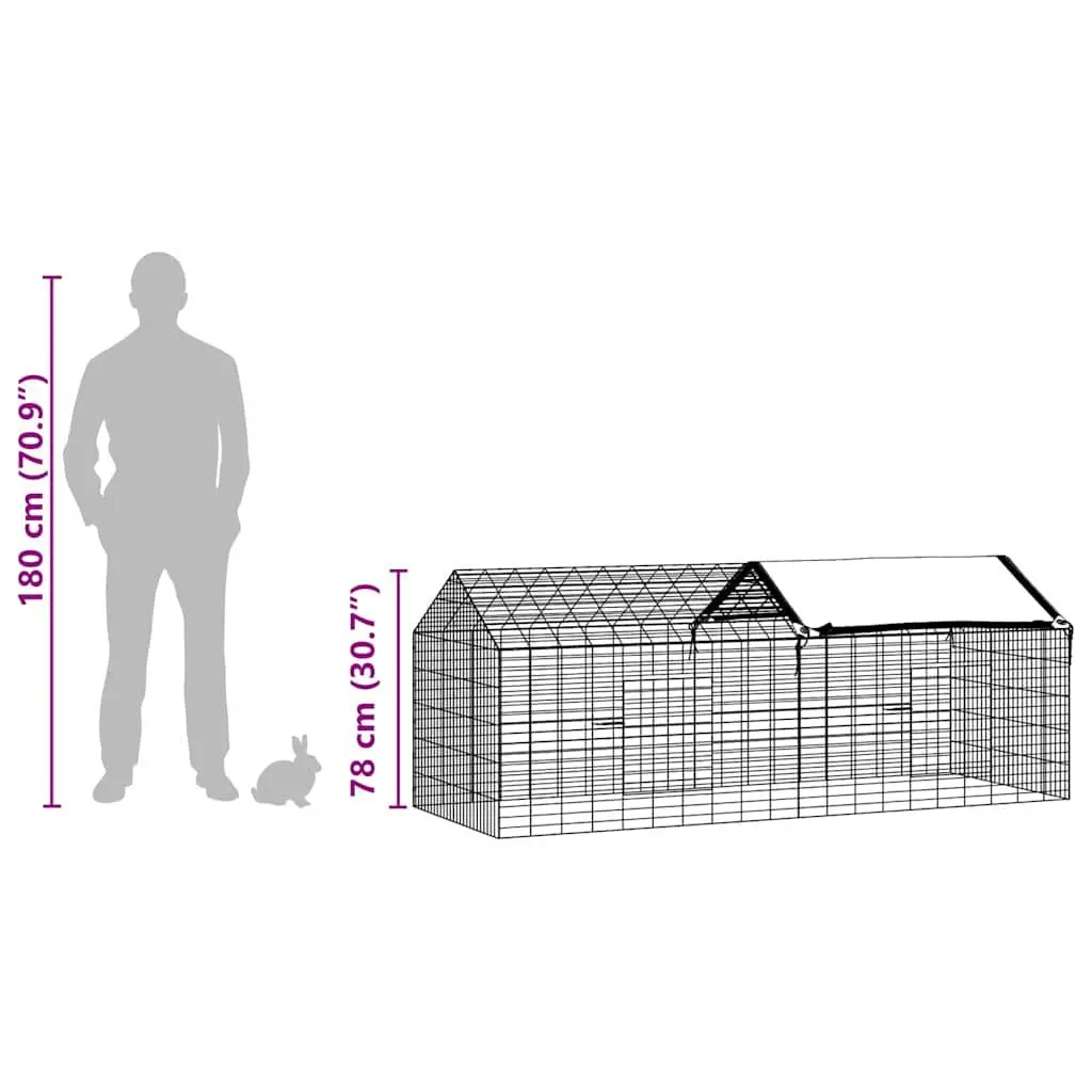 Rabbit Cage Galvanized Steel 200 x 78 x 78 cm Silver Outdoor Pet Habitat