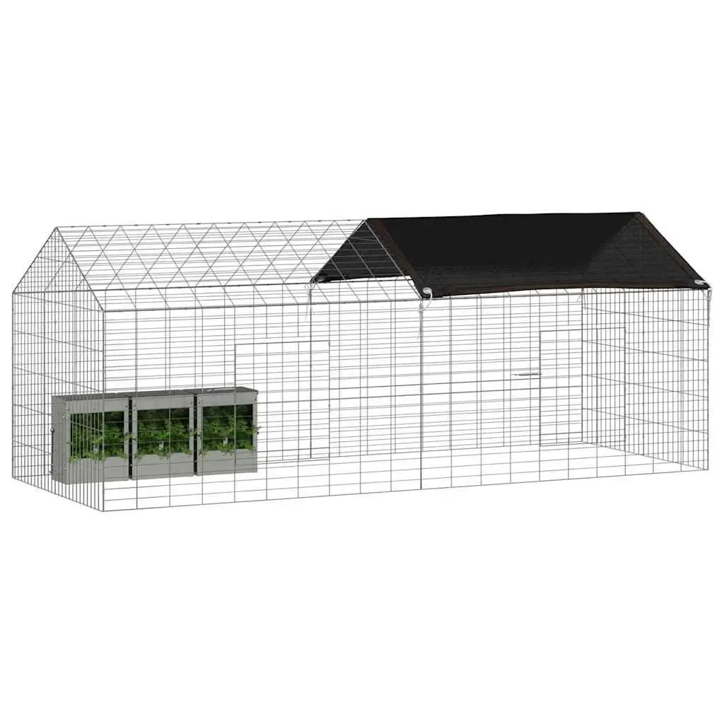 Rabbit Cage Galvanized Steel 200 x 78 x 78 cm Silver Outdoor Pet Habitat