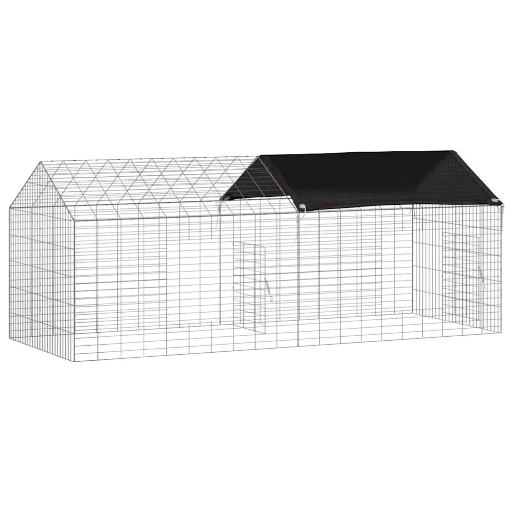 Rabbit Cage Galvanized Steel 200 x 78 x 78 cm Silver Outdoor Pet Habitat