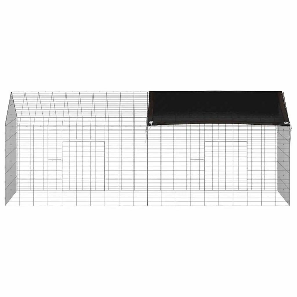 Rabbit Cage Galvanized Steel 200 x 78 x 78 cm Silver Outdoor Pet Habitat