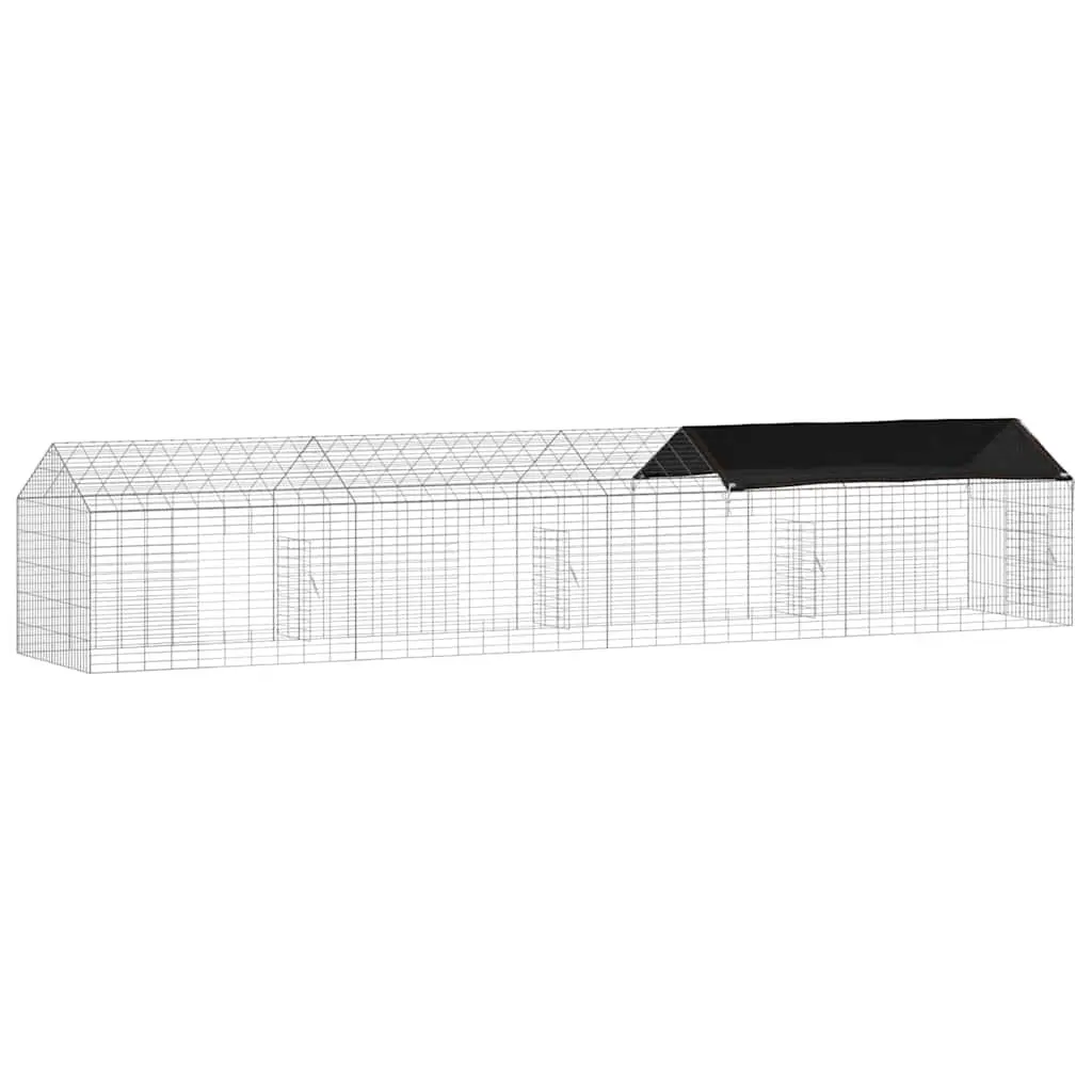 Rabbit Cage Outdoor Habitat Enclosure Galvanized Steel 400x78x78cm Silver For Small Animals